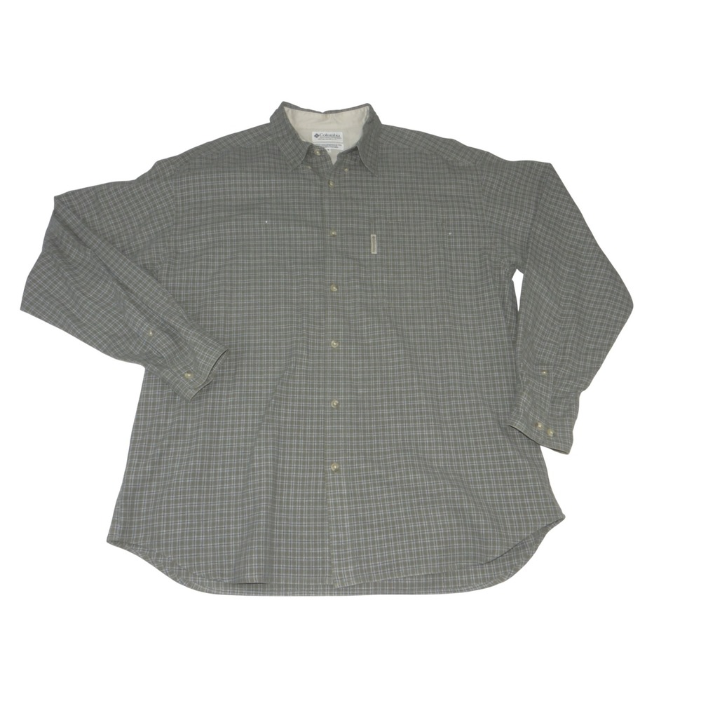 Columbia Sportswear Mens XL Plaid Button Down Shirt Olive Green Long Sleeve